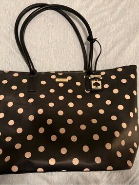 kate spade Black Tote with Beige Polka Dots